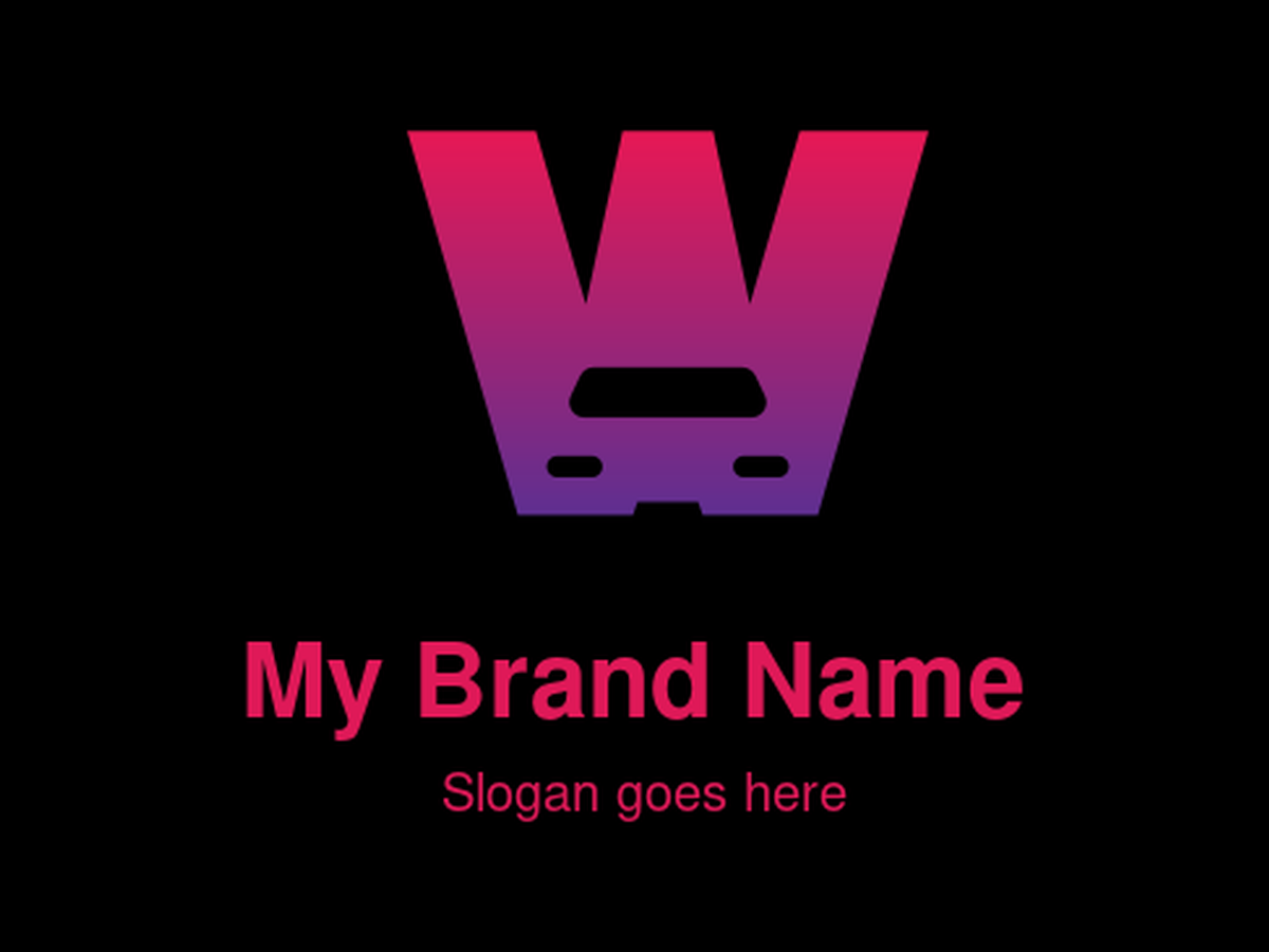 Vibrant Purple and Pink Car-Inspired Letter W Logo Design for Automotive Innovation Brands
